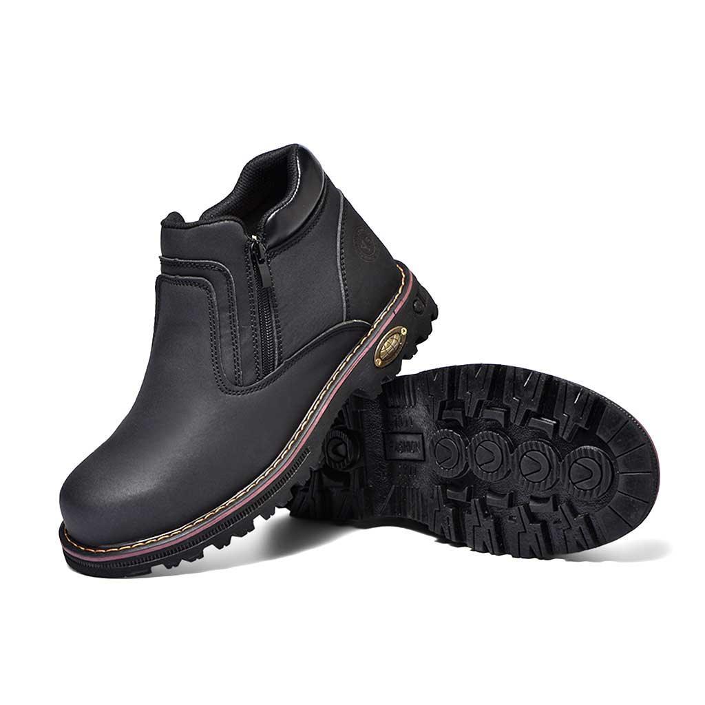 Men's Steel Toe Side Zip Boots - Slip Resistant | B129 - USINE PRO Footwear
