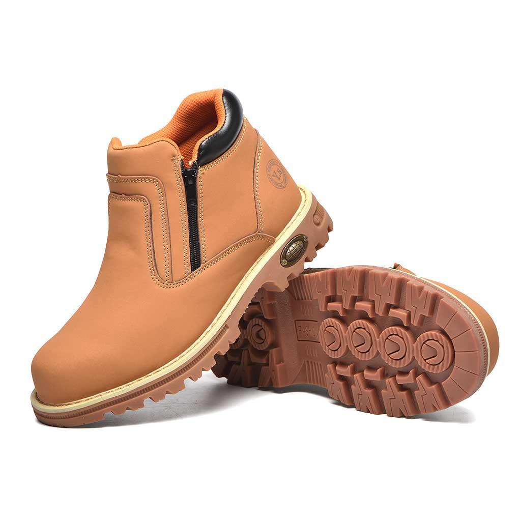 Men's Steel Toe Side Zip Boots - Slip Resistant | B129 - USINE PRO Footwear