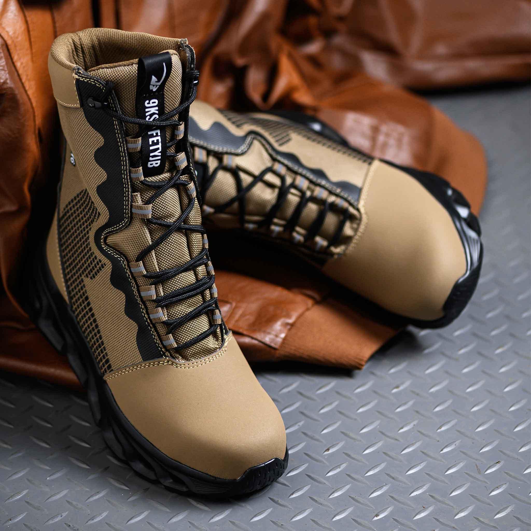 Men's 8-Inch Waterproof Steel Toe Work Boots - Slip-Resistant & Durable | B307