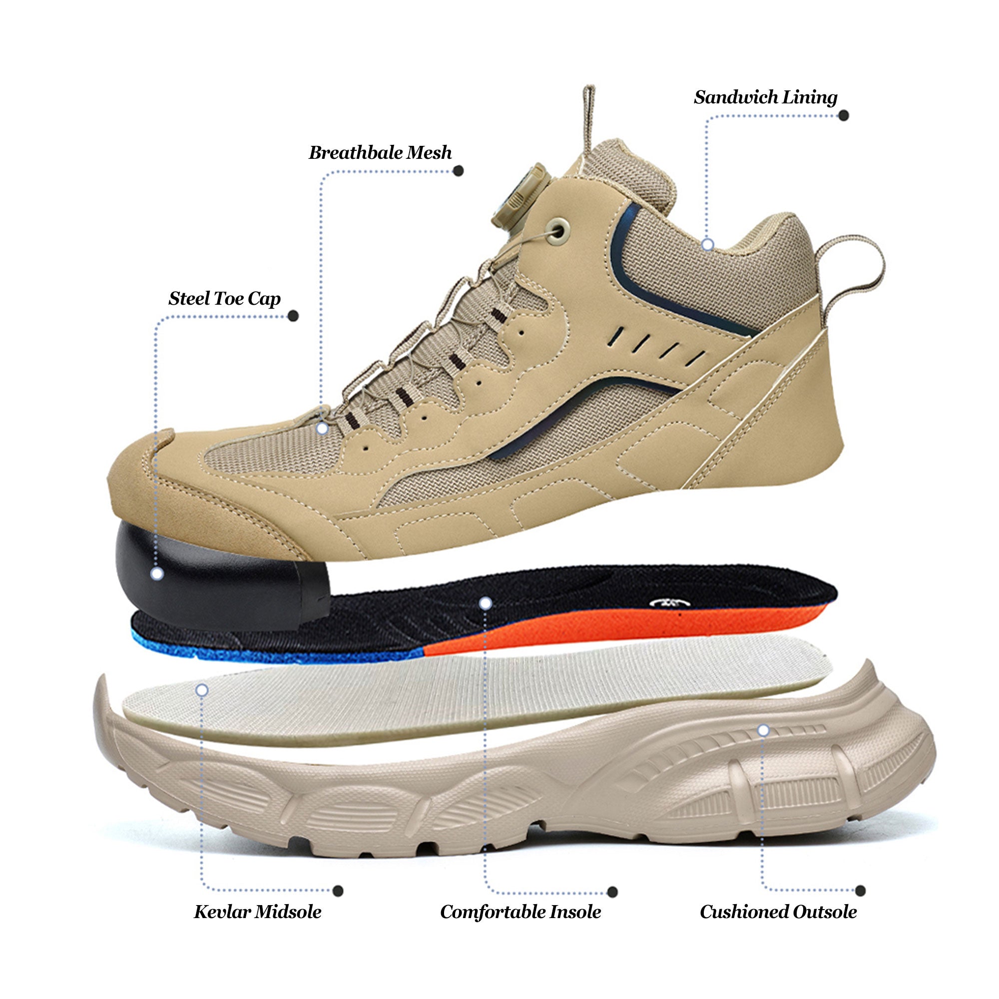 Men's Steel Toe Lightweight Work Boots - Knob Lacing | B339