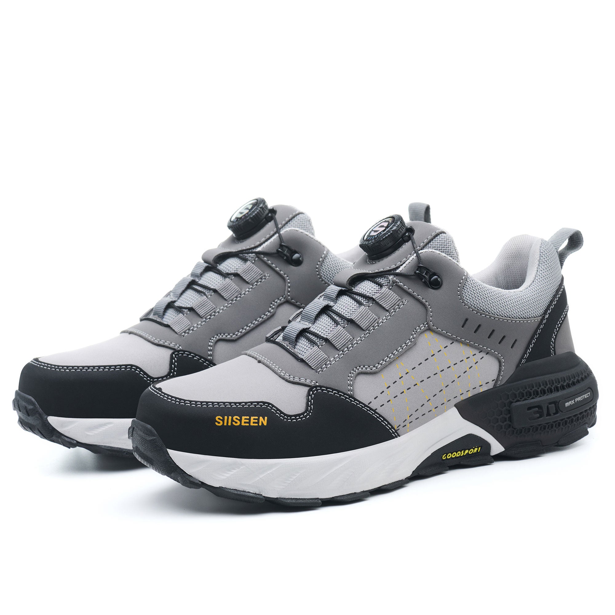 Men's Steel Toe Knob Lacing Work Sneakers - Breathable Mesh | B338