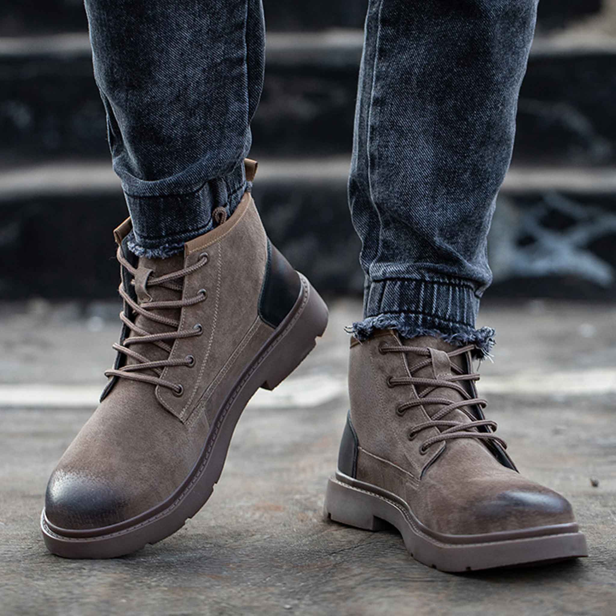 mens grey lace up boots