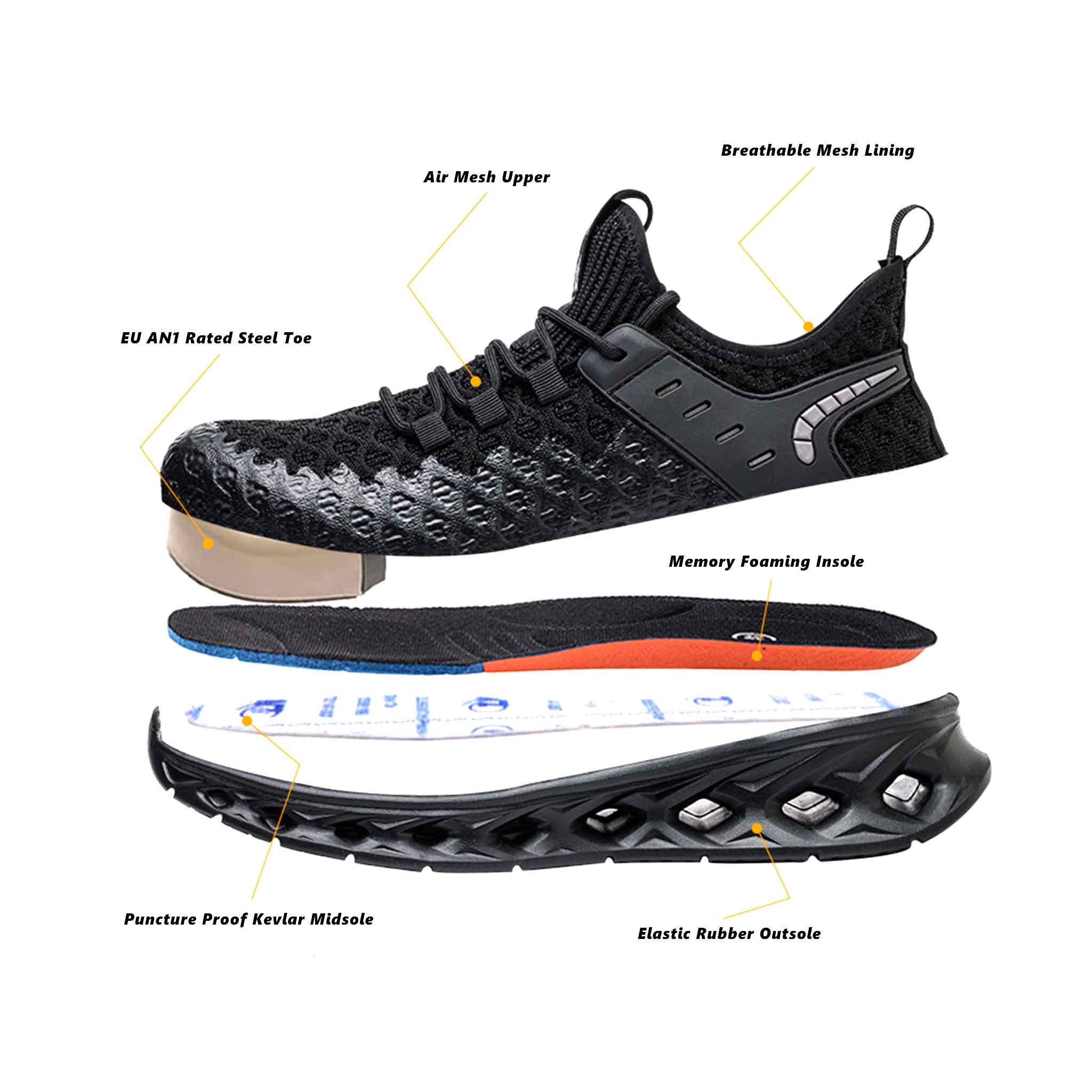 Men's Steel Toe Work Sneaker - Elastic Rubber Sole | B284