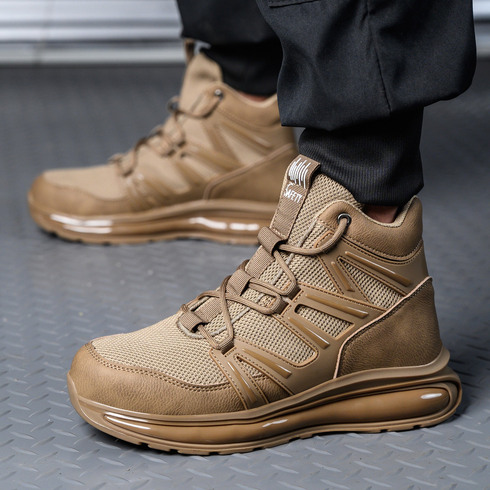 Men's Steel toe Breathable Work Boots - Air Cushioned Sole | B343