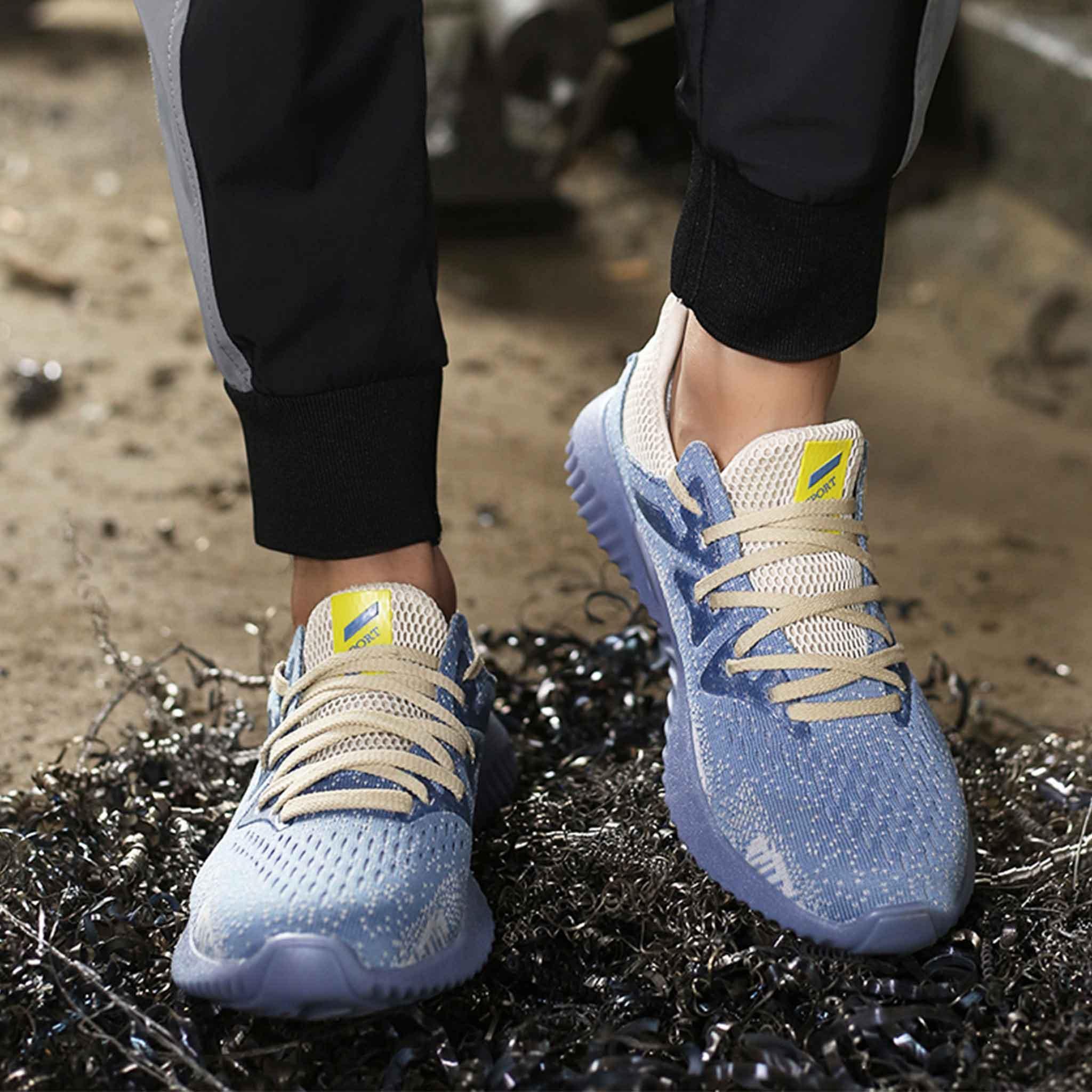 Men's Stylish Blue Steel Toe Sneakers - Lightweight & Protective | B245