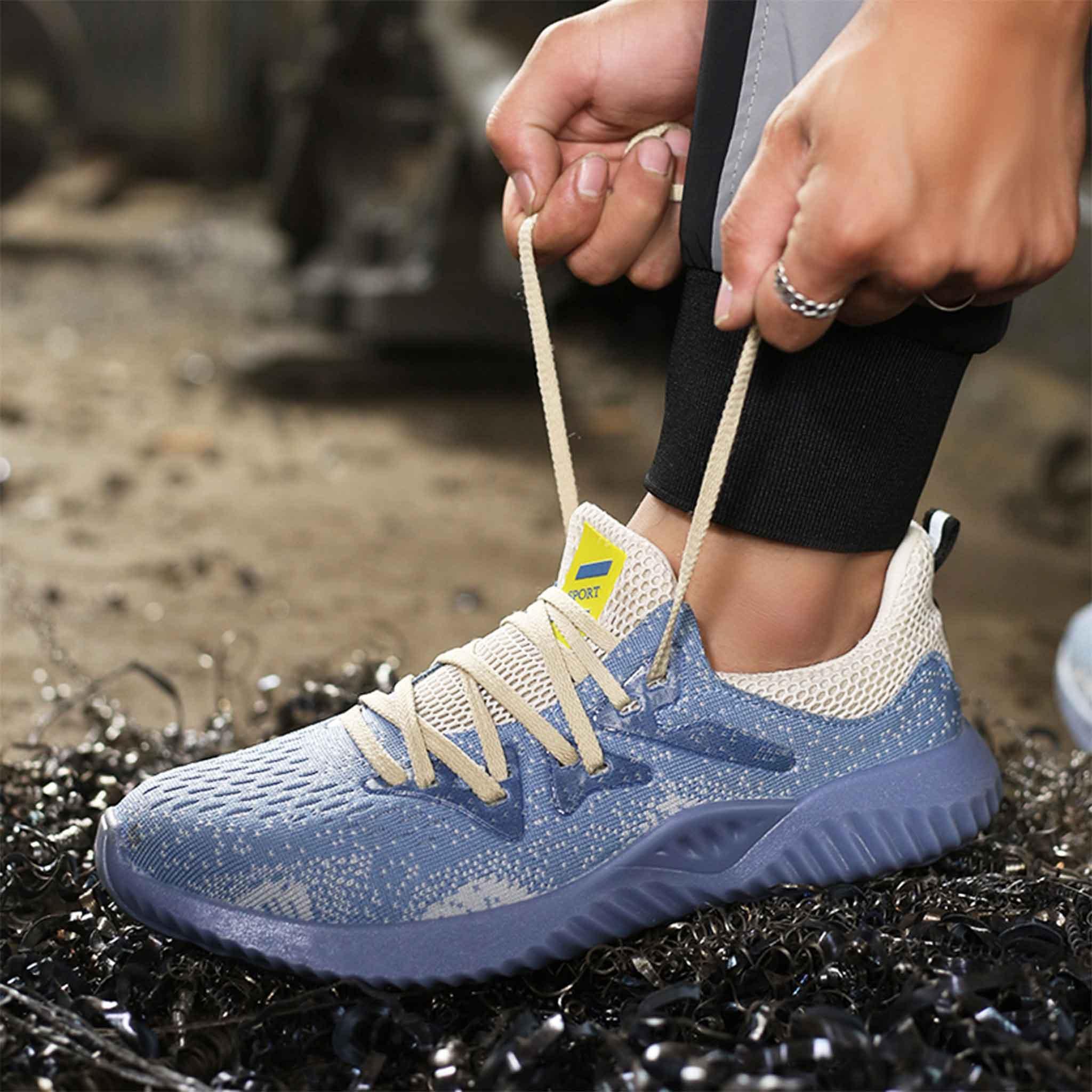 Men's Stylish Blue Steel Toe Sneakers - Lightweight & Protective | B245