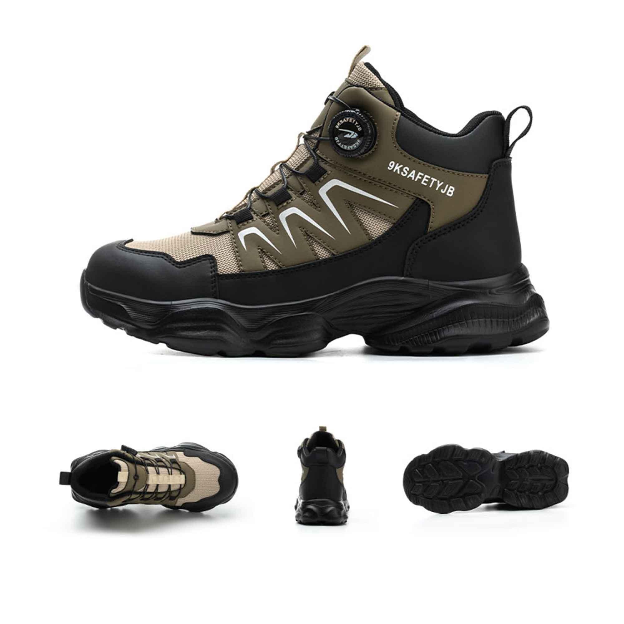 Women's Breathable Steel Toe Work Boots - Knob Lacing System | B314