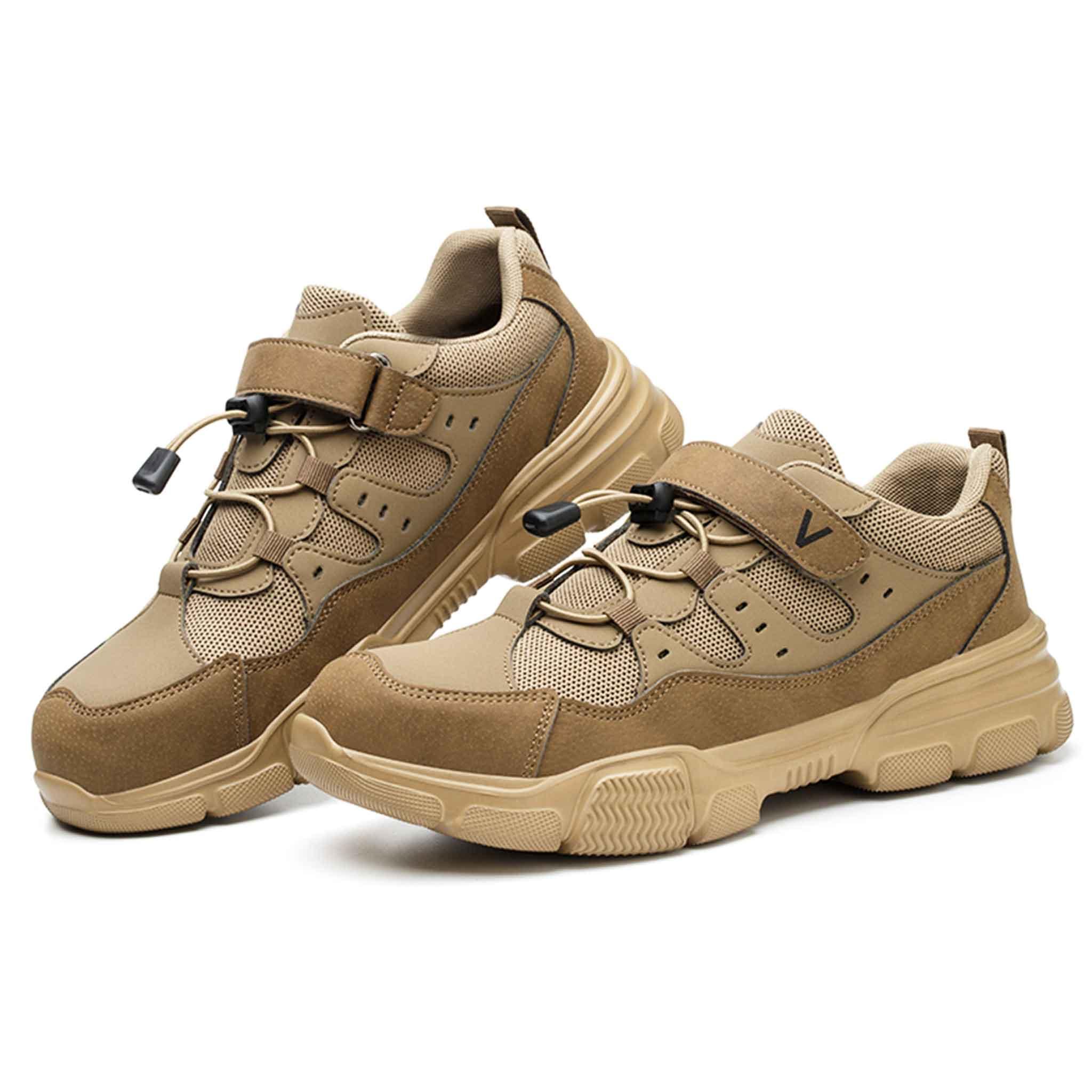 Women's Steel Toe Easy-Tie Shoes - Adjustable Velcro | B265