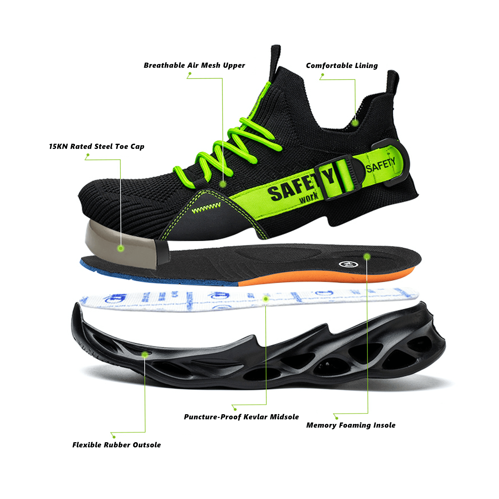 Women's Ultra-Light Steel Toe Sneaker - Rubber Sole | B282