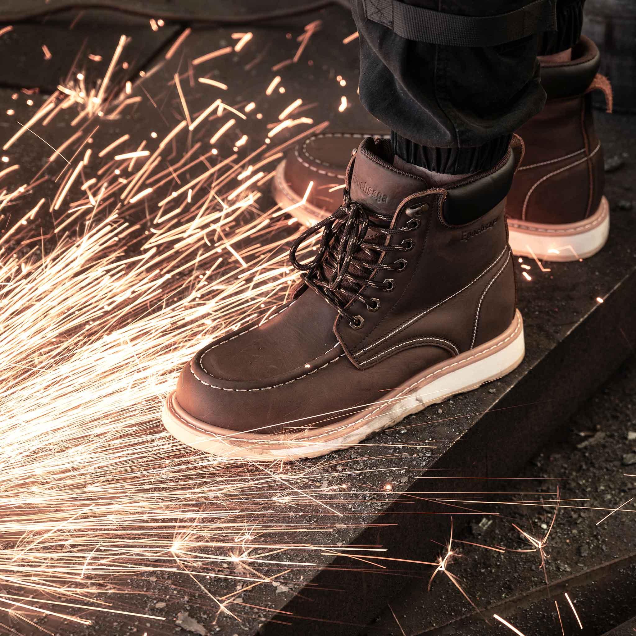 Men's Steel Toe Waterproof Work Boots - Rubber Sole | H004