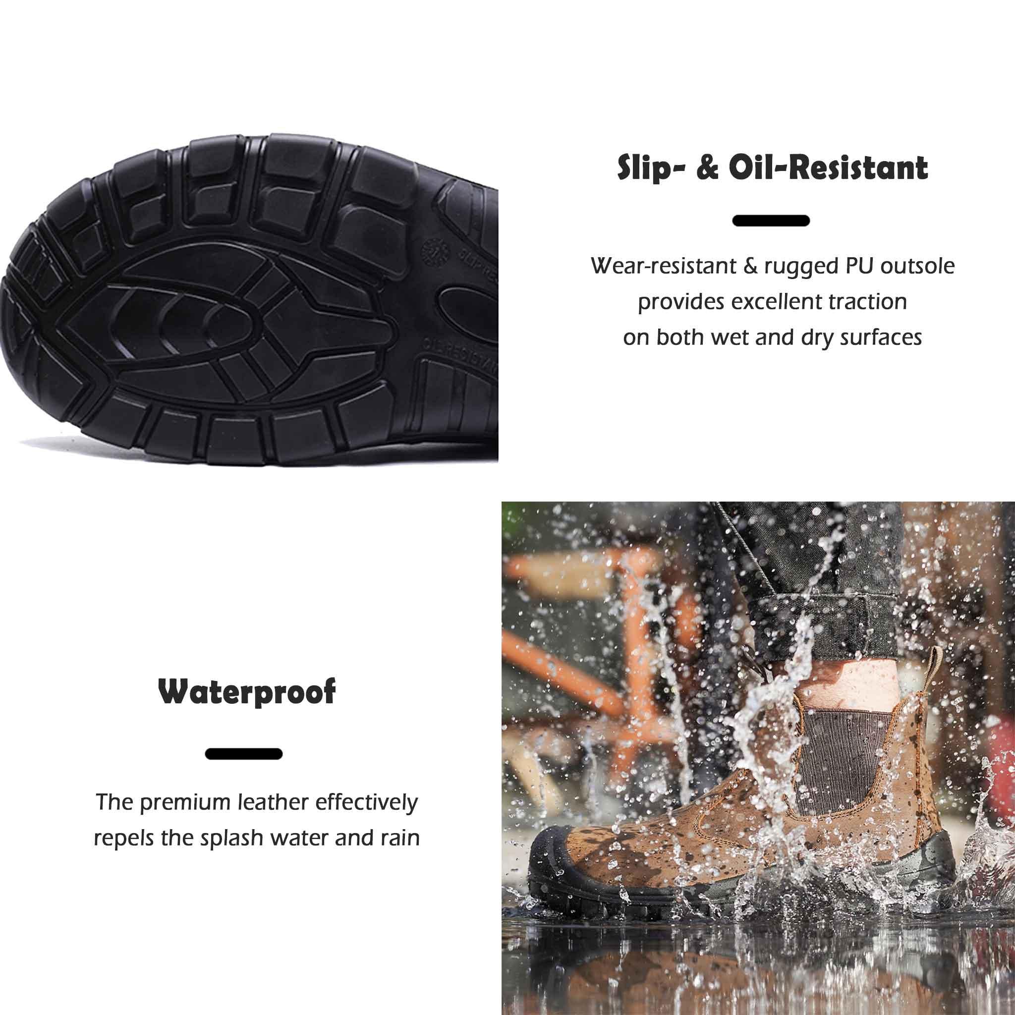 Women's Steel Toe Chelsea Work Boots - Waterproof | H001