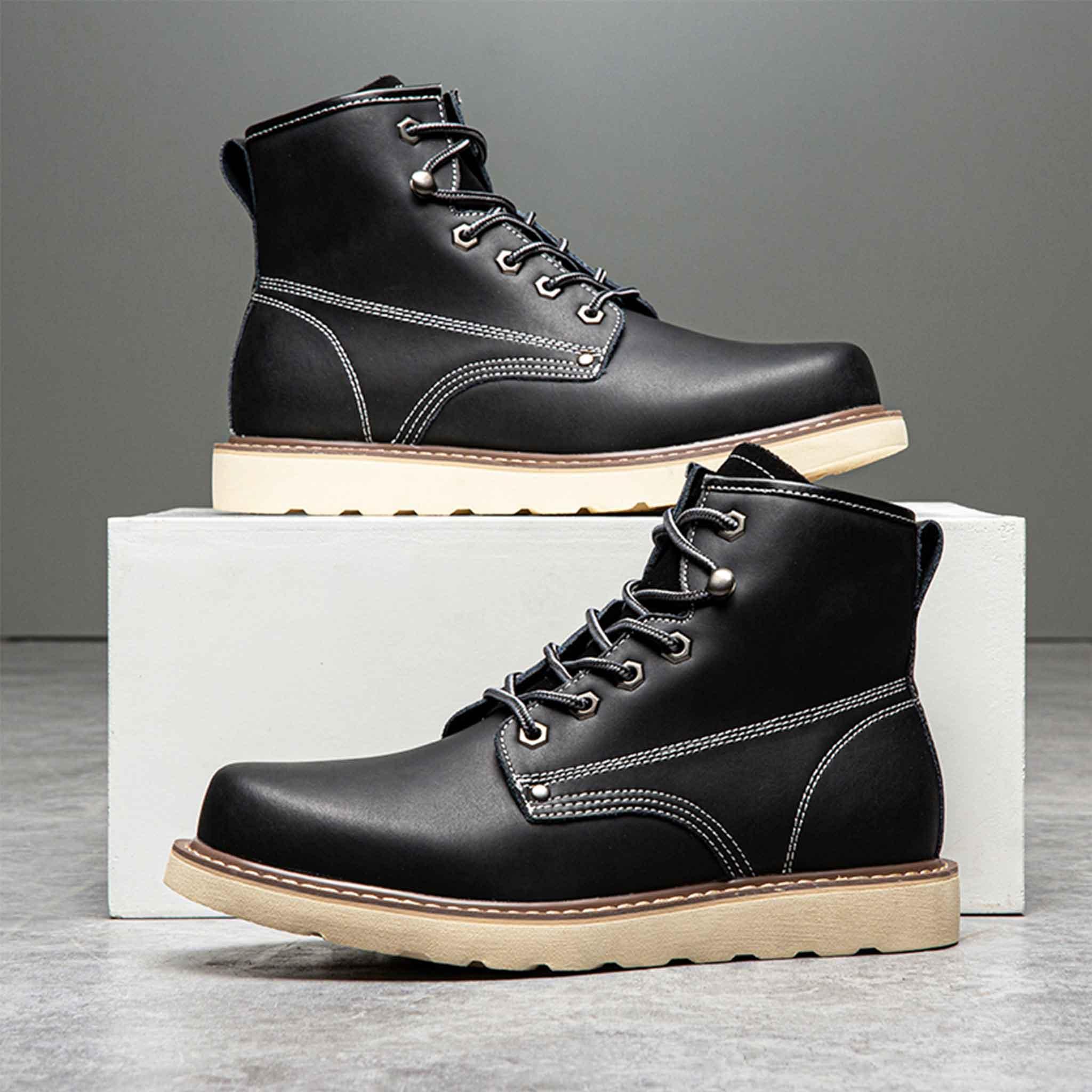 Mens black sales wedge boots