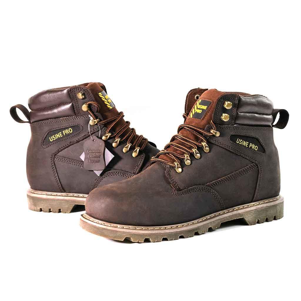 Men's 6" Steel Toe Boots - Genuine Leather | U001 - USINE PRO Footwear