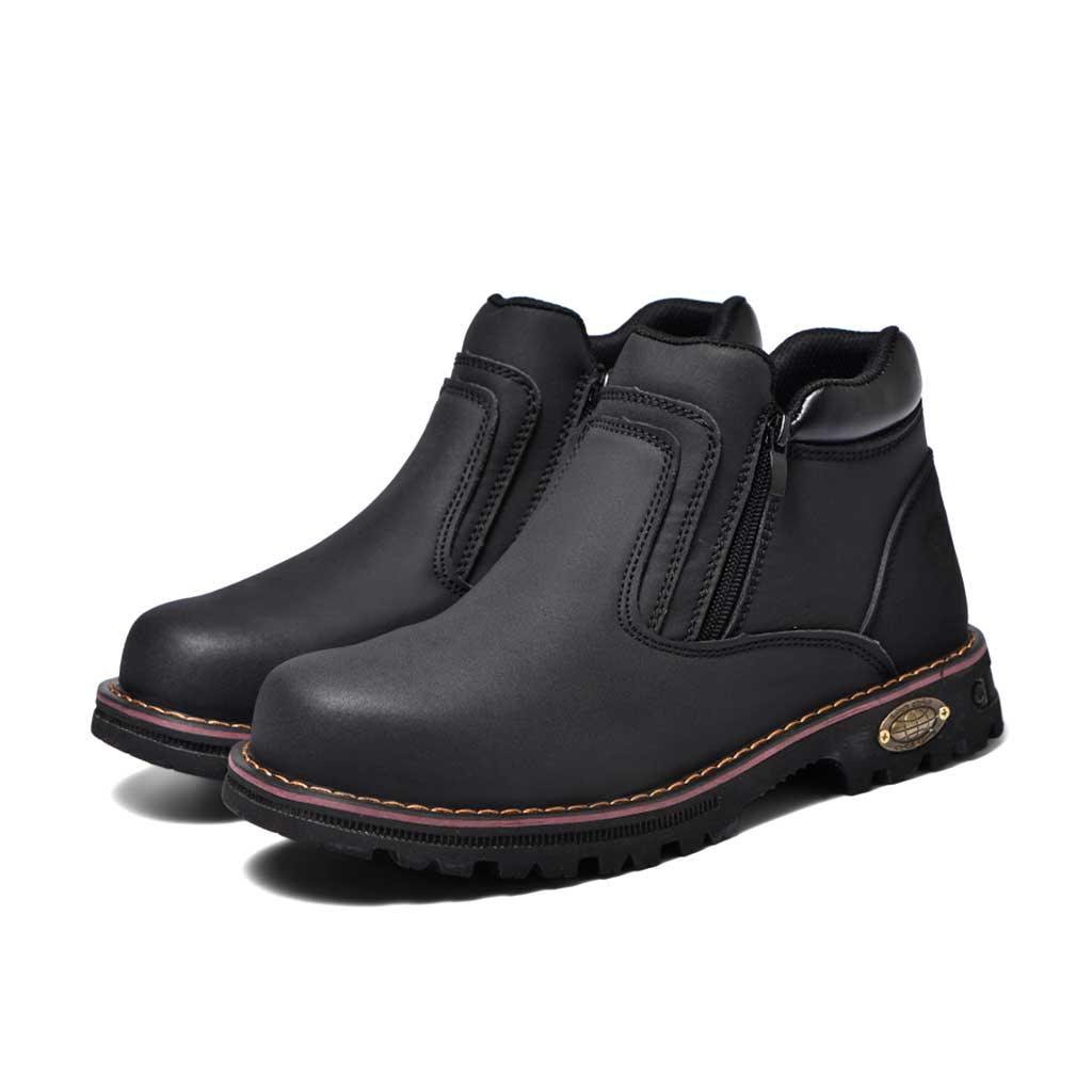 Men's Steel Toe Side Zip Boots - Slip Resistant | B129 - USINE PRO Footwear